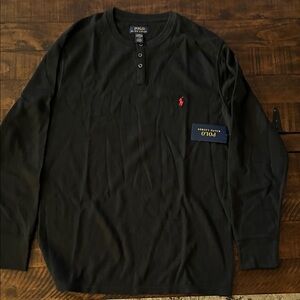 Polo by Ralph Lauren Black Long Sleeve Sleepwear Henley